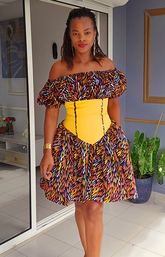 Robe Soso imprimée jaune